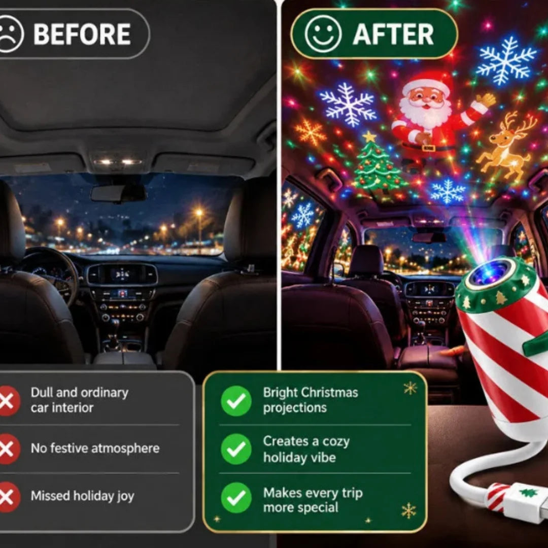 USB Christmas Projector Portable Holiday Projection Santa