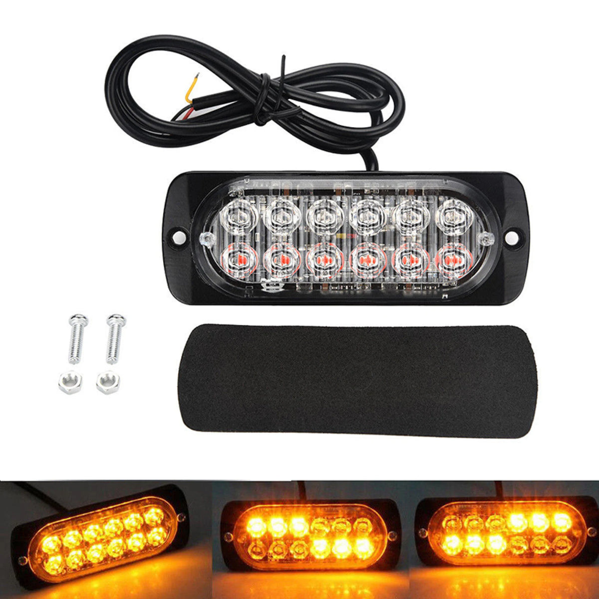 1PC 12 Strobe Amber Emergency Signal Truck Flash 36W