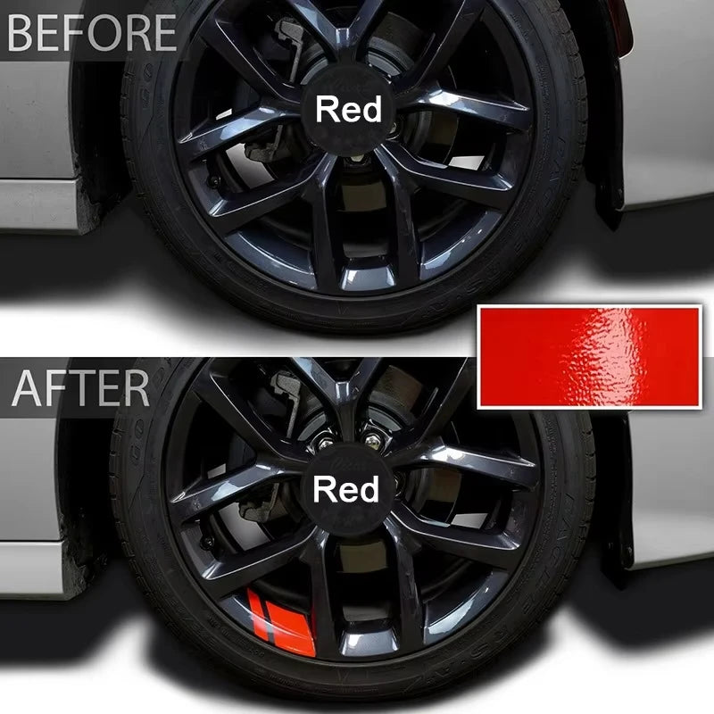 6PCS Reflective Wheel Decal Sticker Pressure Adhesive Red