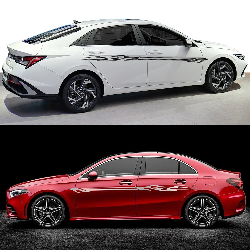 For Volkswagen Audi Tesla Skoda Volvo 2PCS Flame Stripes Side
