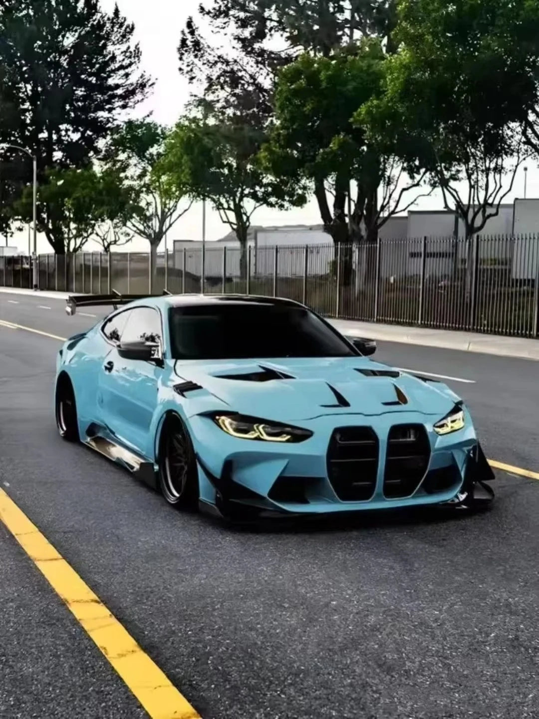For M4 Modified Carbon Fiber Front Bumper Body Kit Side Spoiler