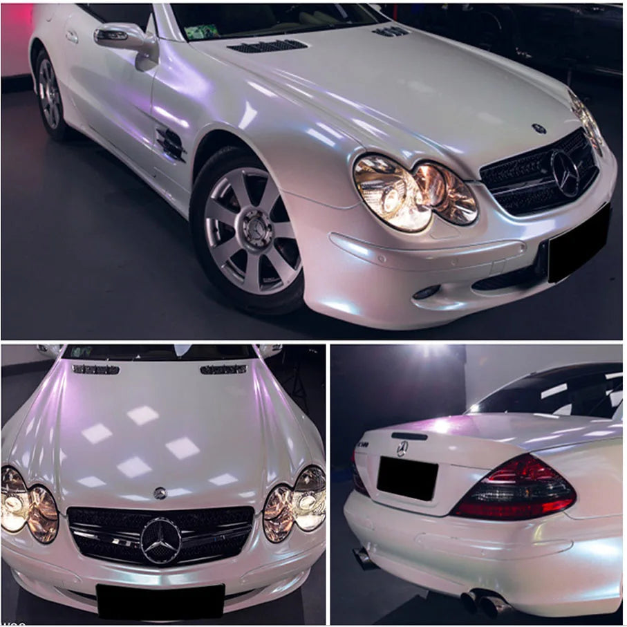 Premium Glossy Chameleon Pearl White Vinyl Sticker Bubble Air