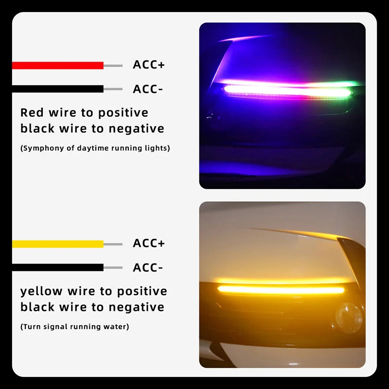 2PCS RGB Turning Signal Strip Drl Daytime Running Polychrome