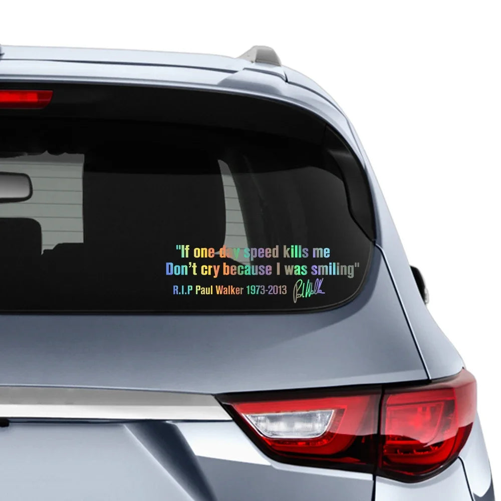 28x8cm r.i.p Paul Walker Sentences Reflective Sticker Motorcycle
