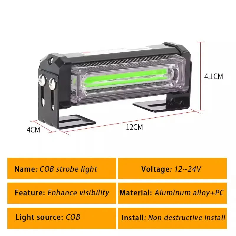 Cob Front Grille Emergency Strobe Head 80W Green Warning