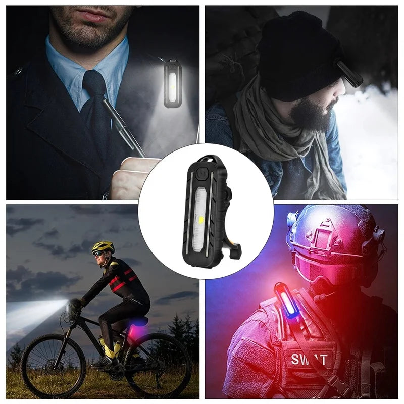 Red Blue Shoulder Clip USB Charging Flashing Warning Safety