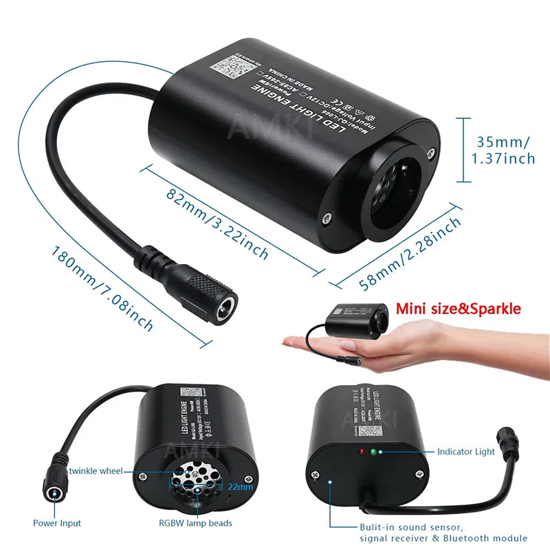 6W MINI Twinkle Fiber Optic Starlight Headliner Kit Music