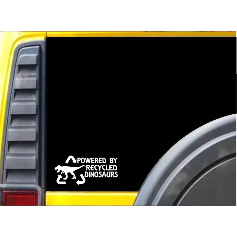 Fashion Powered By Recycled Dinosaurs Decal Black Silver Sticker