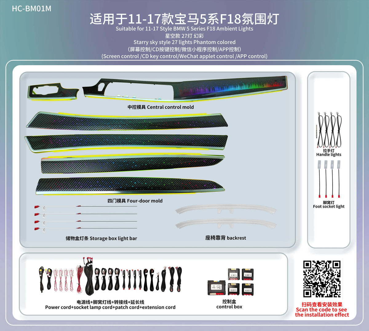 For 5 Series 2011-2017 F10 F11 Ambient F18 520D 523I 525D 530I