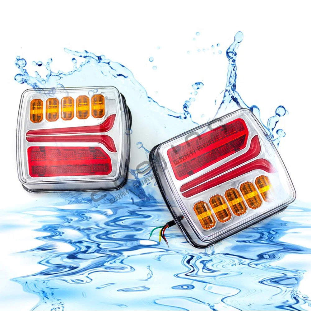 For Trailer Bus Pickup Rear Left 2PCS 12v-24v 4inch Square Tail