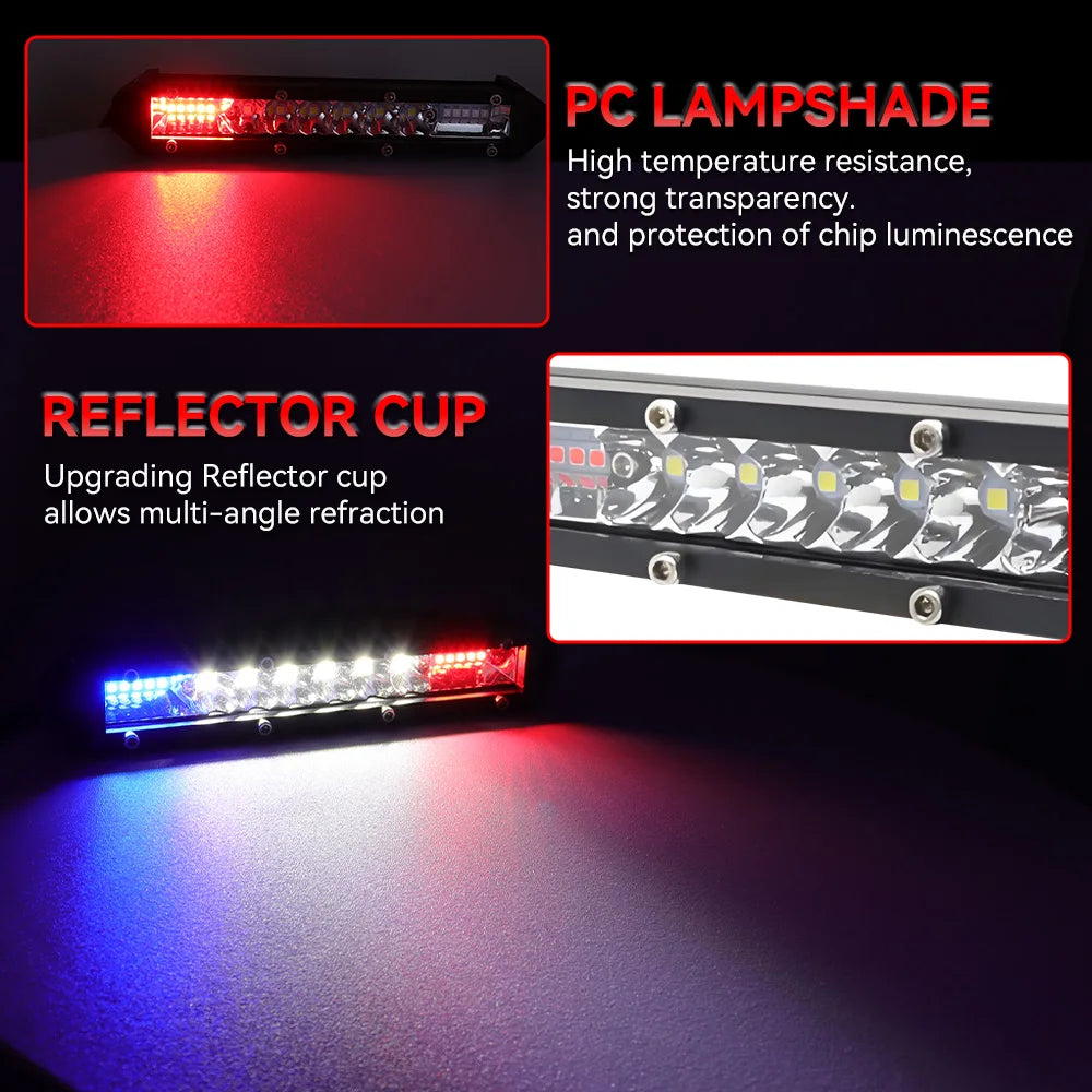 Inch Work Red Blue Combo Strobe Warning Driving Bar
