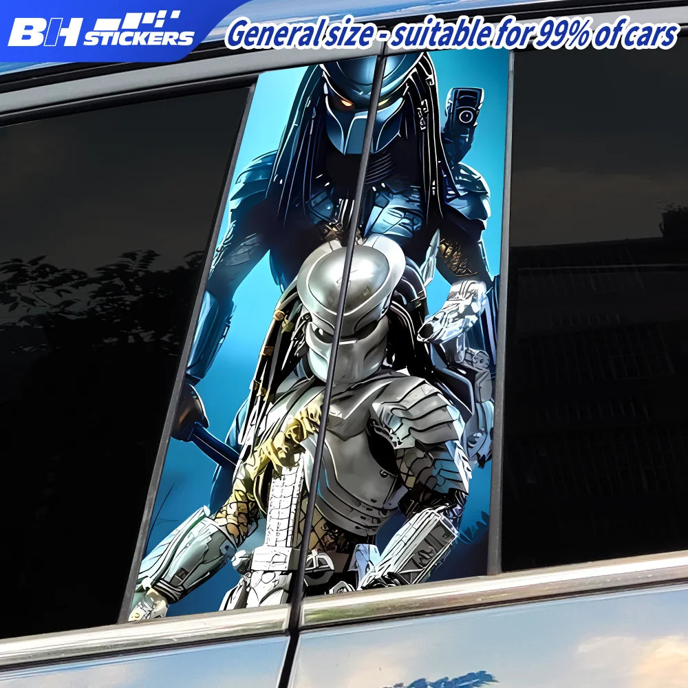 Silver Mech Predator Pillar Post Decal Sci Fi Window