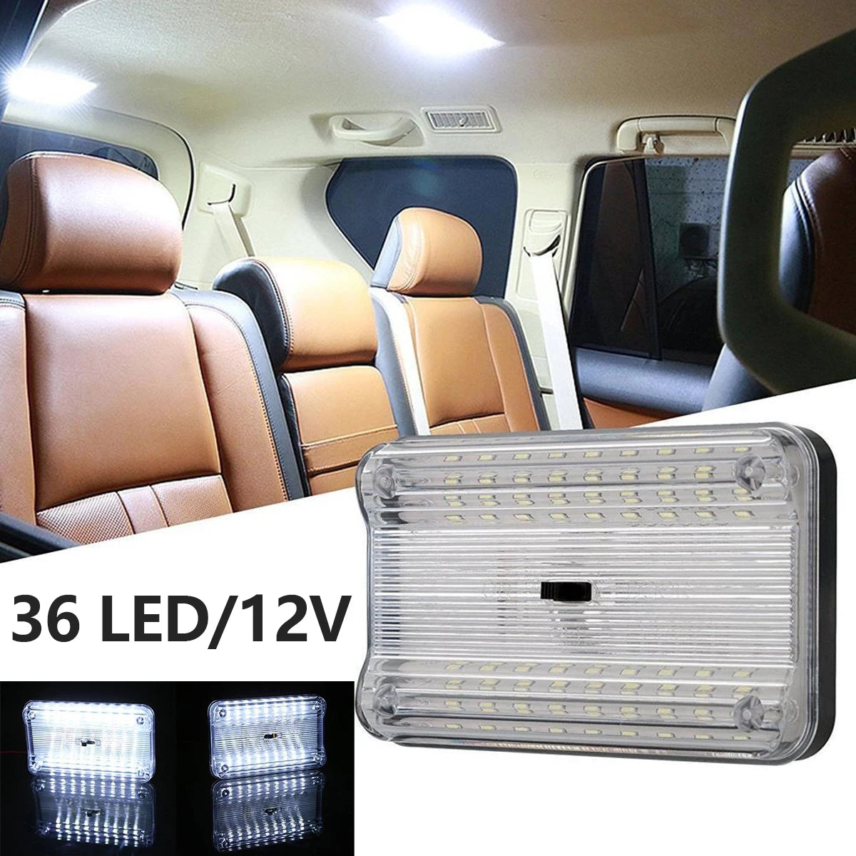 Interior Roof 12V Bulbs White Ceiling Lighting Reading Switch