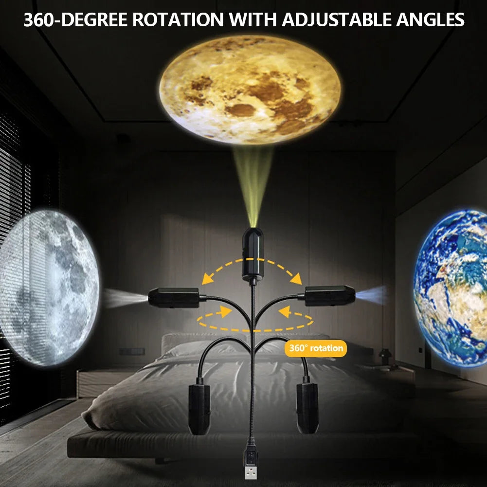 Atmosphere Star Moon Globe Projector USB Night Room Wall