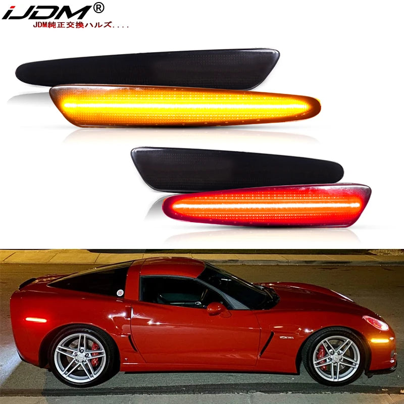 For Chevrolet Chevy Corvette C6 05-13 Ijdm Amber Red Side Marker