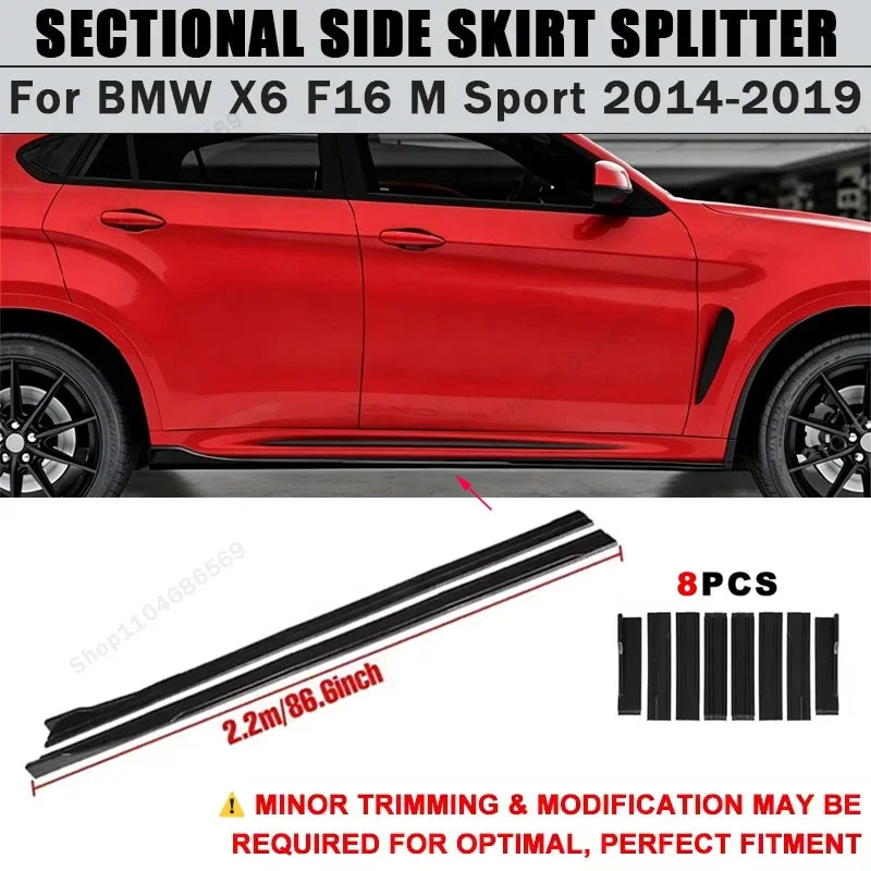 For BMW X6 F16 M Sport 2014-2019 Side Skirts Extension Rocker