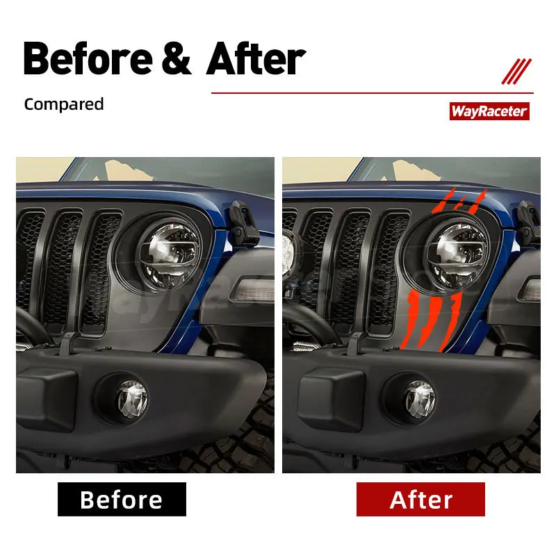 For Jeep Wrangler Jl 2018 2019 Reflective Headlight Eyebrow
