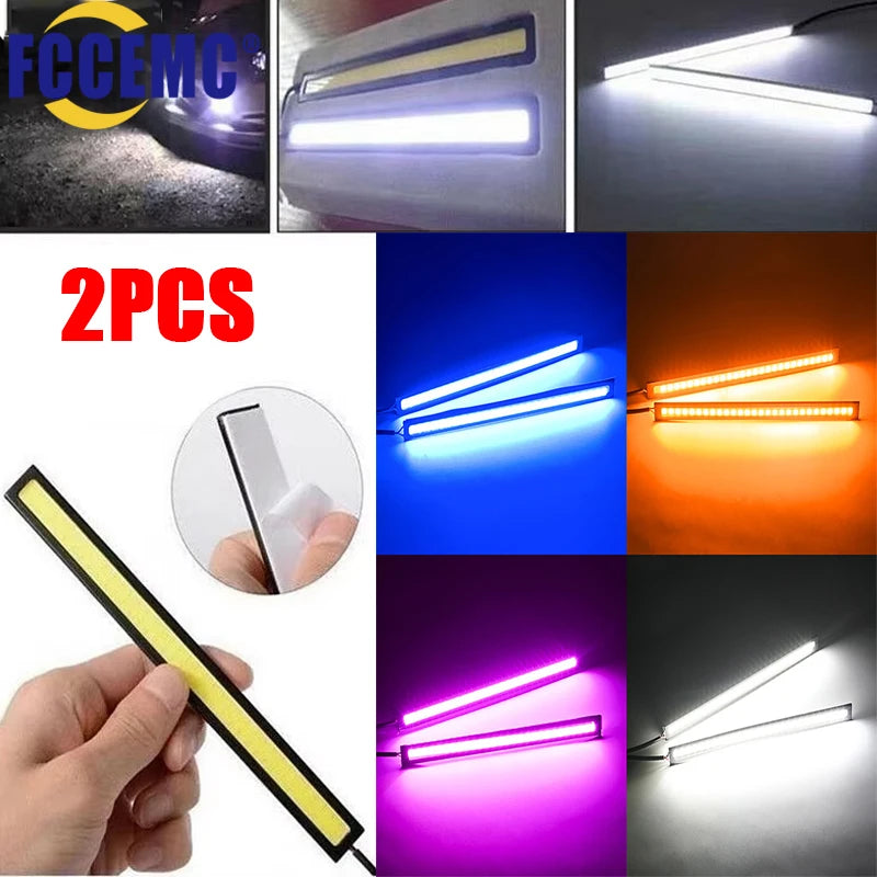 2PCS Ultra Thin Bright Cob Daytime Running Waterproof Night
