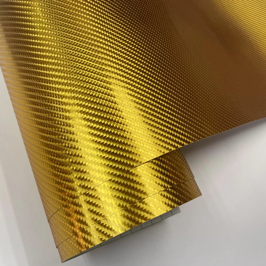 Premium Chrome 4D Golden Carbon Fiber Vinyl Film Motorcycle