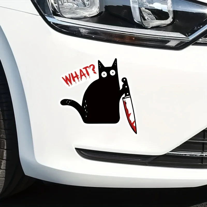 For Windows Wal Funny Murderous Cat Holding Knife Halloween