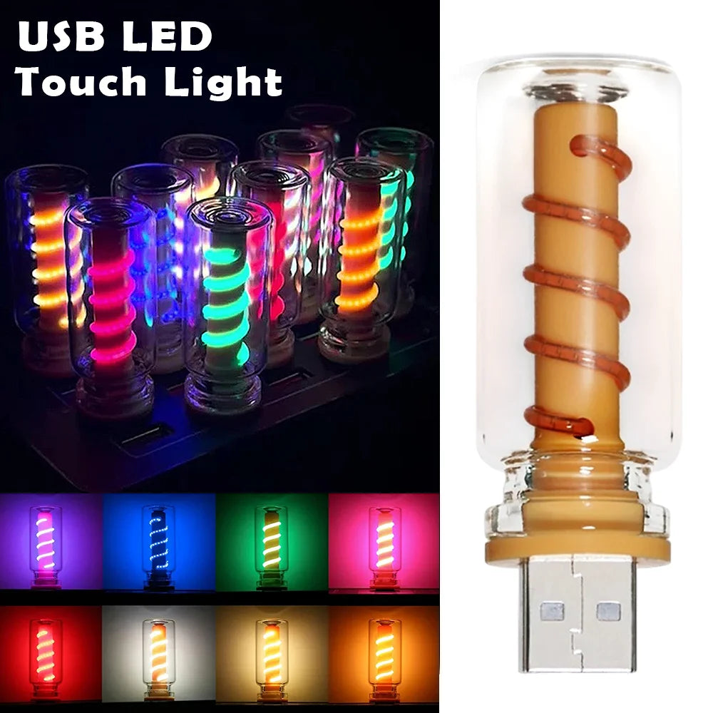 USB Ambient Night Touch Dimming Glass Bottle Mood Spiral