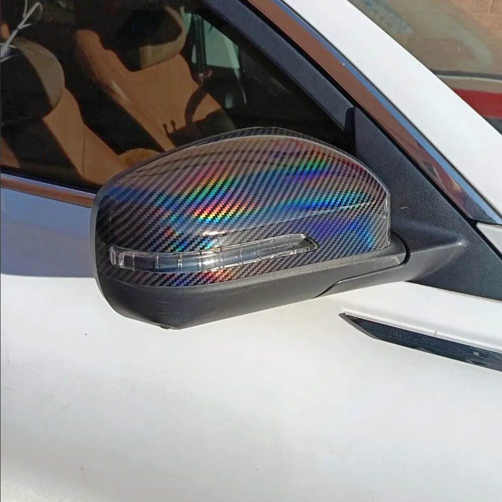 Laser Rainbow Carbon Fiber Vinyl Wrap Motorcycle Body Stickers