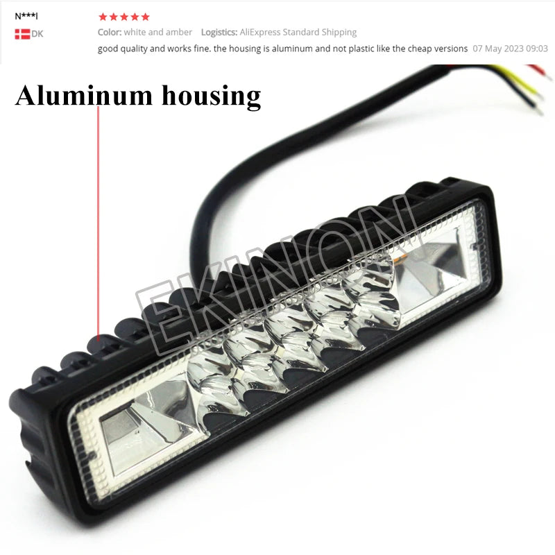For Offroad 4X4 ATV 48W Strobe Flash Bar White Amber Blue Red SUV