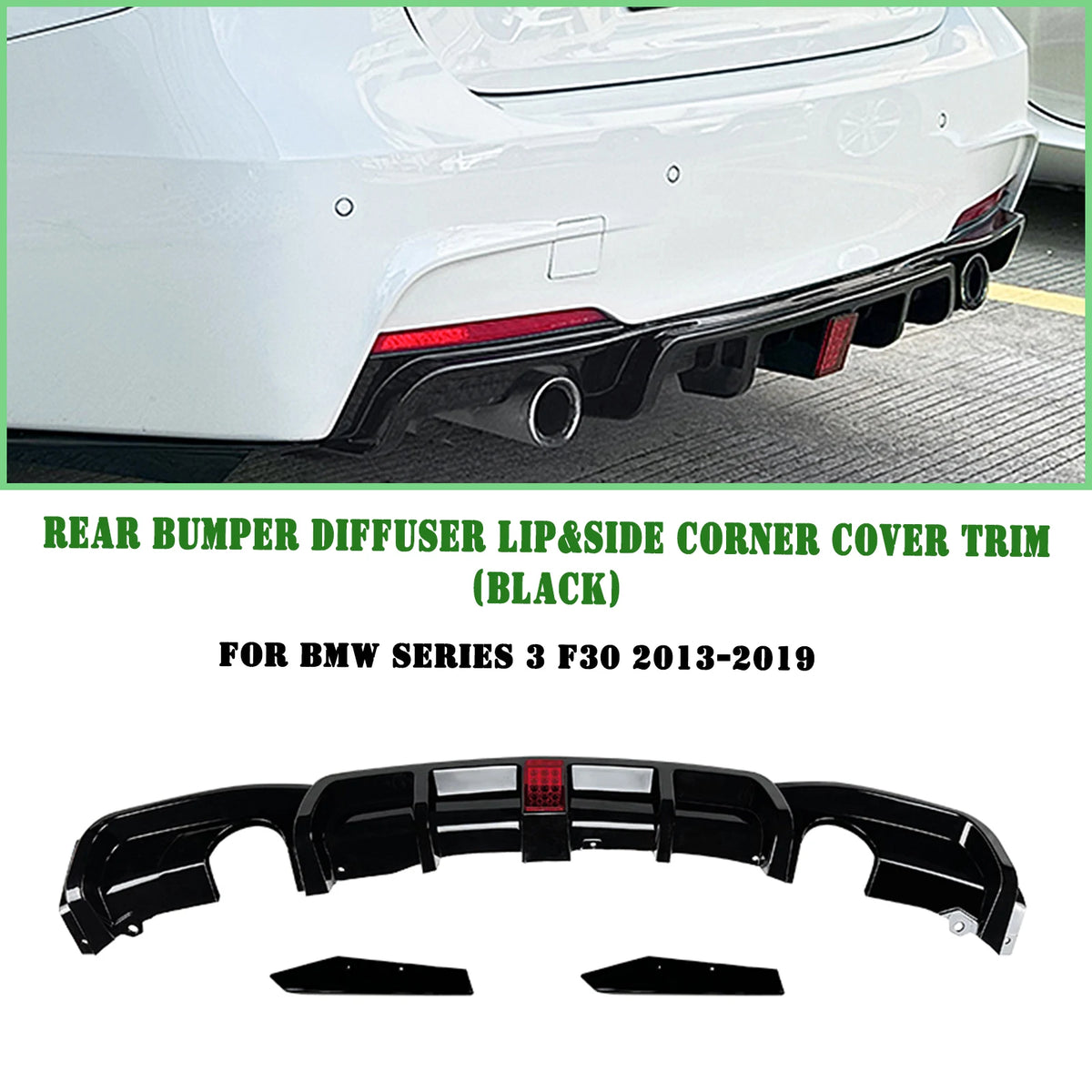 For BMW F30 3-Series M-Sport 2012-2019 Rear Bumper Diffuser Lip