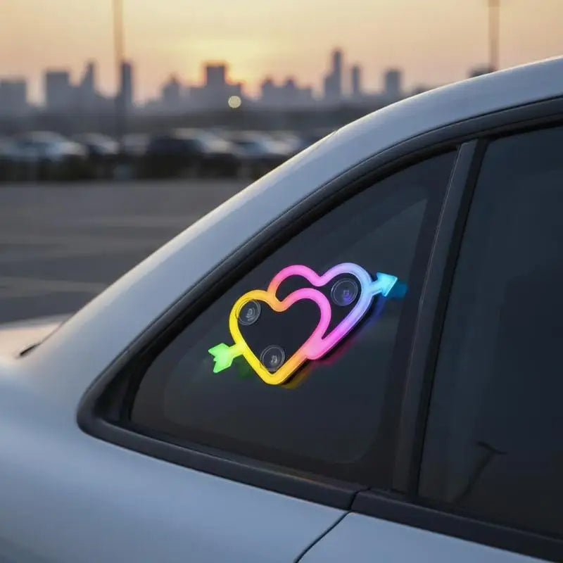 Solar Powered Interior Neon Set Heart Design Ambient Lighting