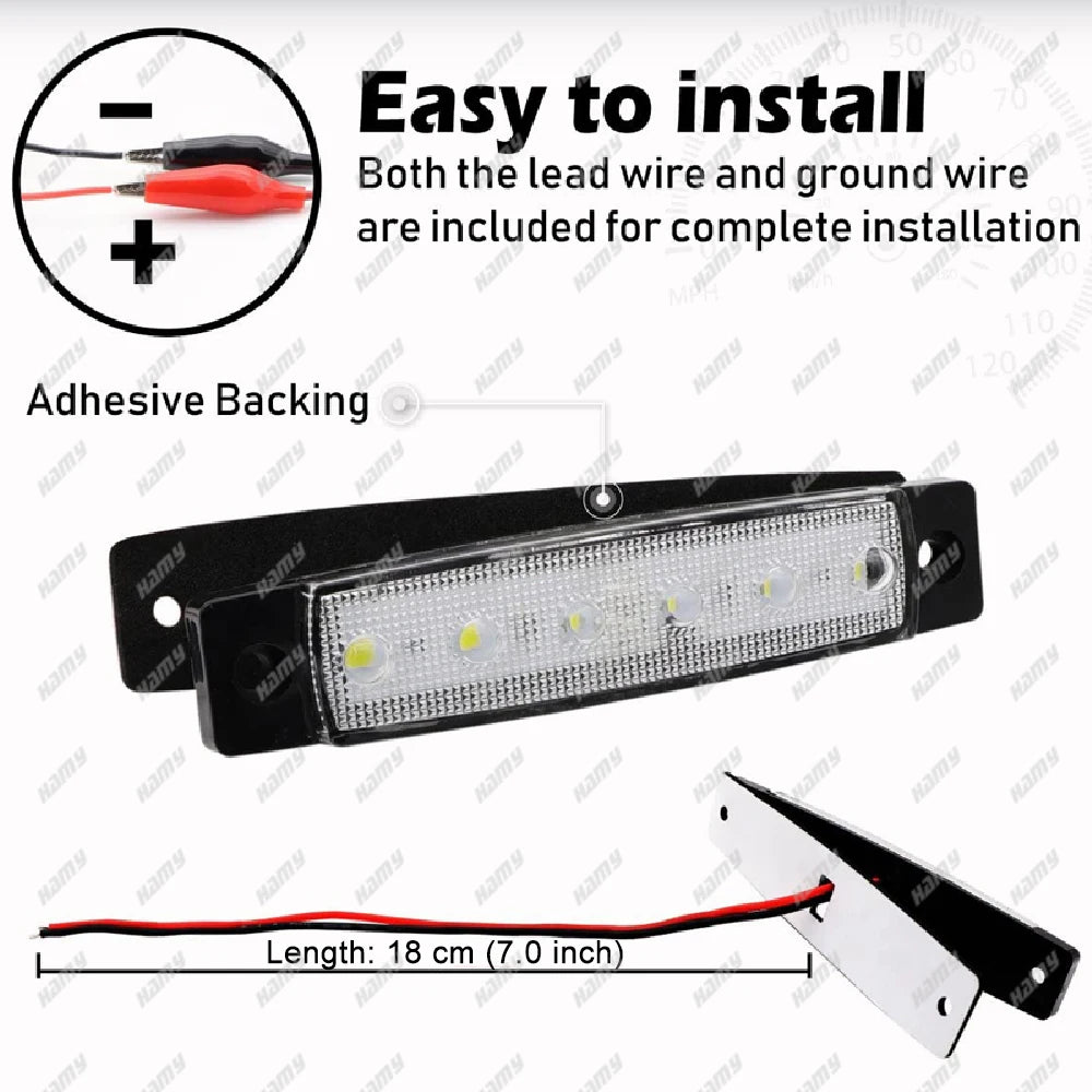 12V 24V 6LED Clearence Tail Warning Brake Wedge Side