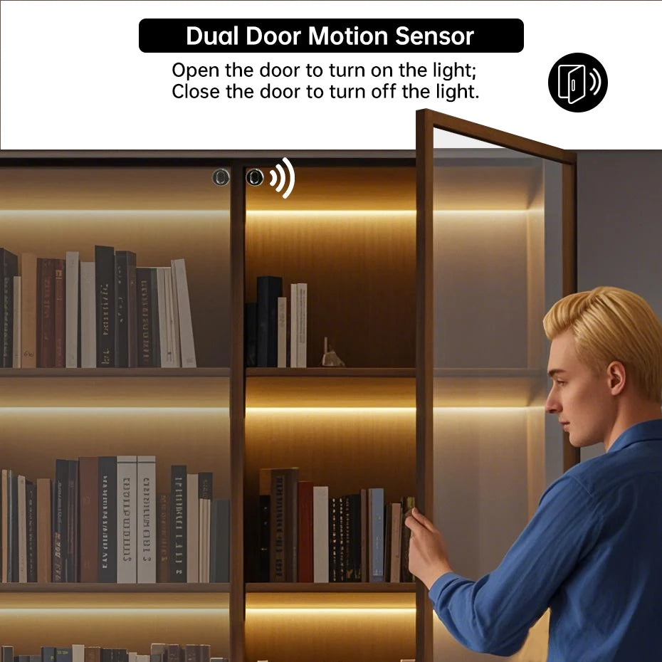 For Closet Wardrobe Lighting 1-6pcs Cob Strip Smart Double Door