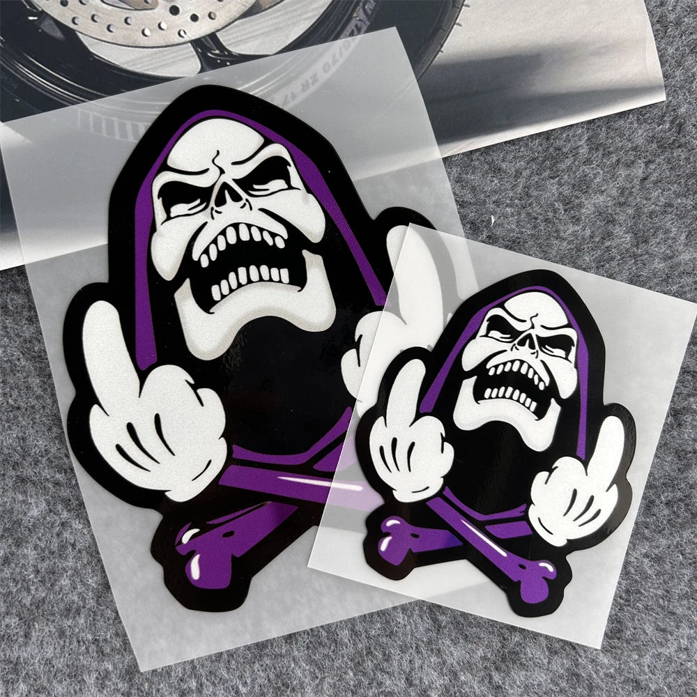 Cartoon Skeleton Gesture Reflective Stickers Motorcycle Electric