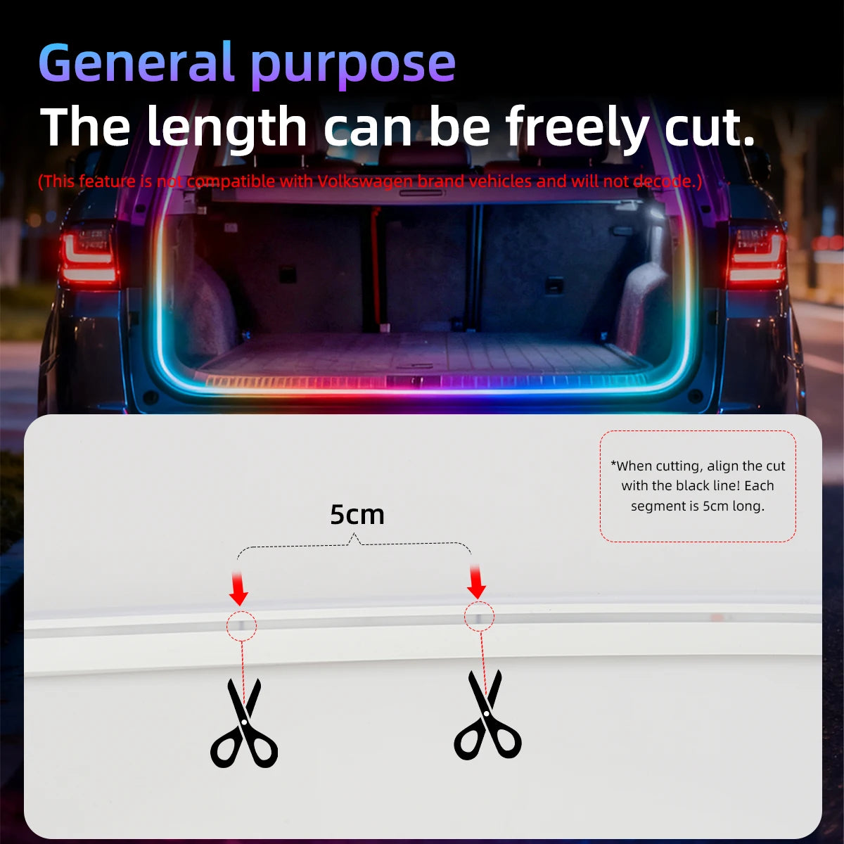 4M Trunk Colorful Lighting APP Control Ambient RGB