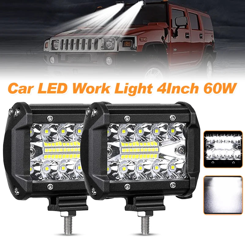 Inch 2PCS Work Spot Flood Combo Bar Offroad Working