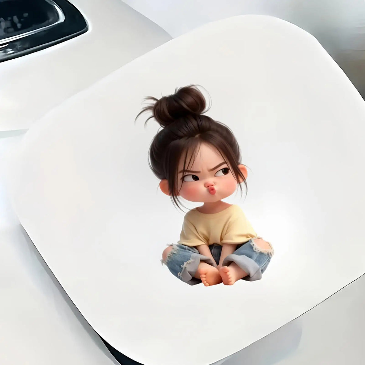 Cute Pouting Girl Pattern Decal Waterproof Vinyl Sticker 2D