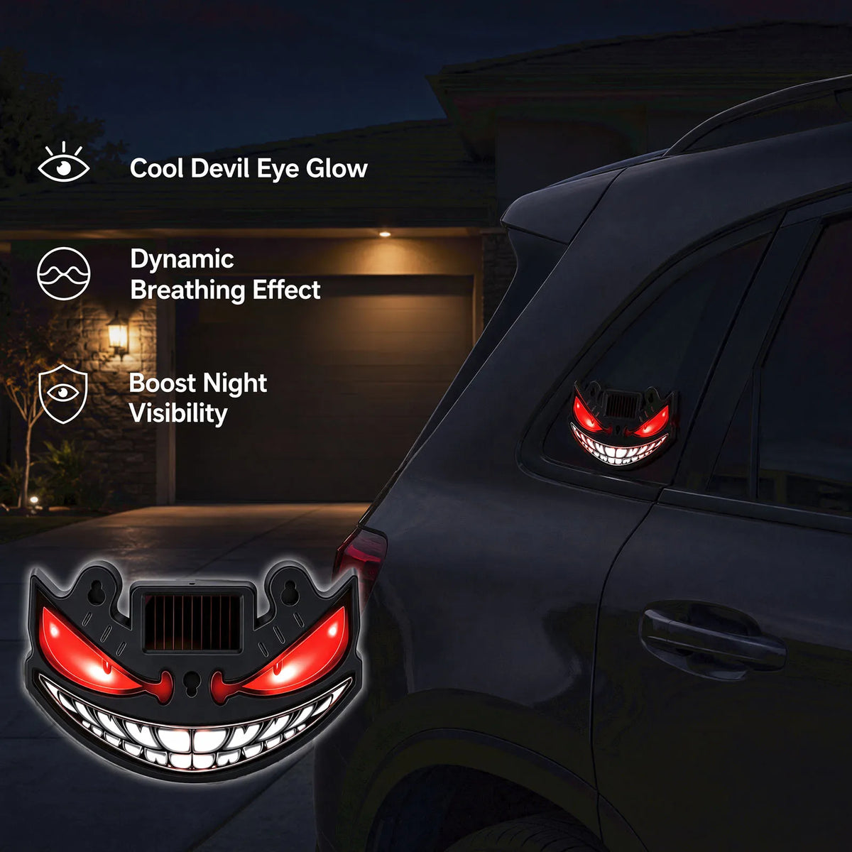 Solar Powered Warning No Drill Waterproof Devil Eyes Dynamic