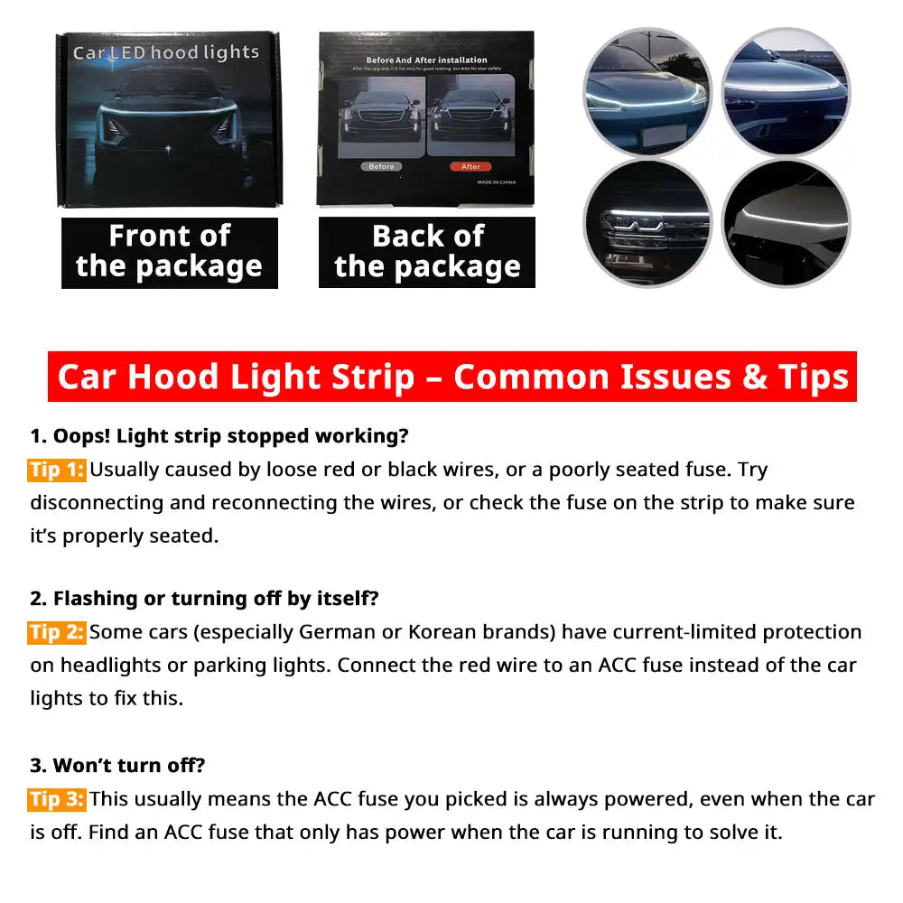 Inch White Dynamic Scan Truck Hood Strip Waterproof Silicone