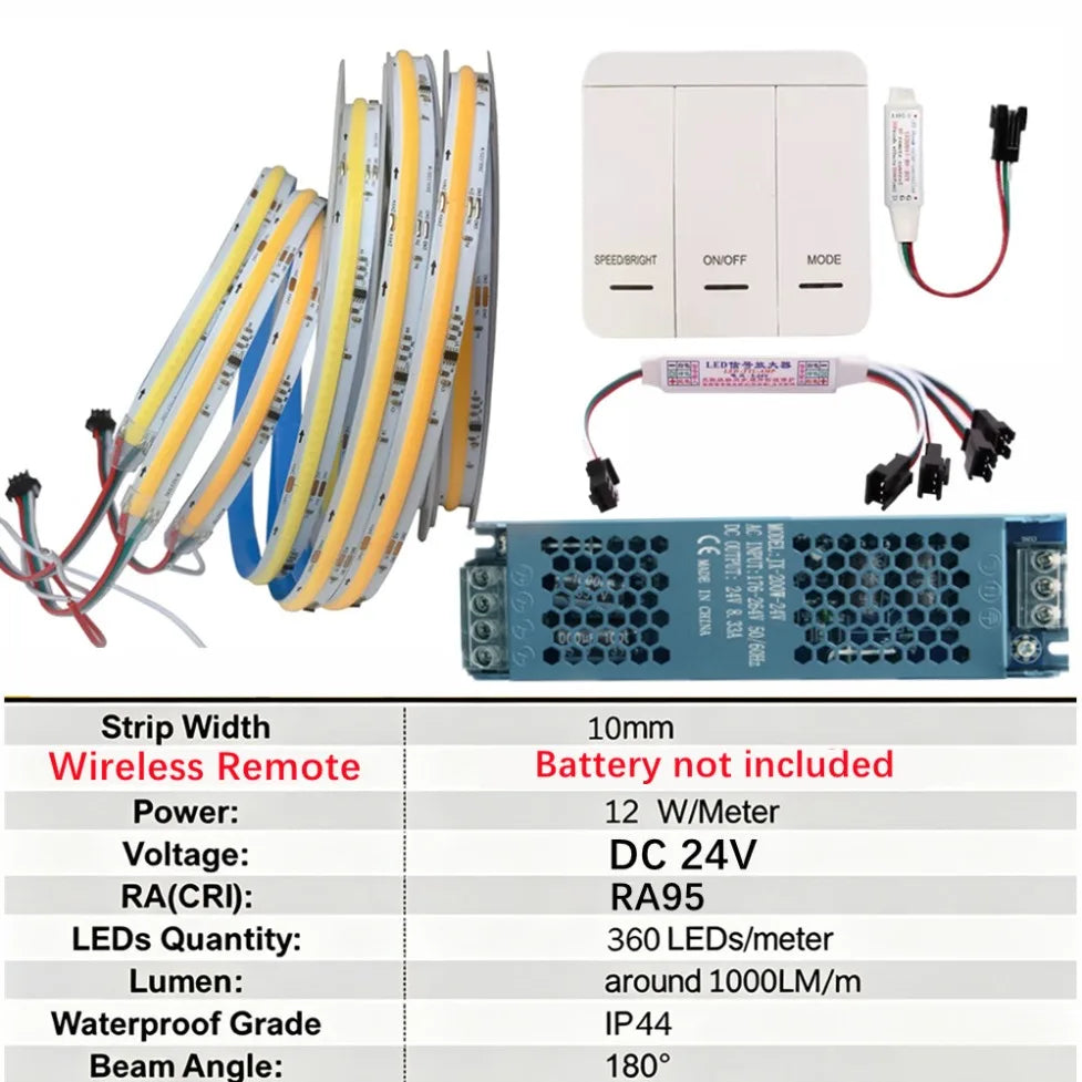 20m-5m dc24v WS2811 Ic Cob Strip 360leds M Addressable