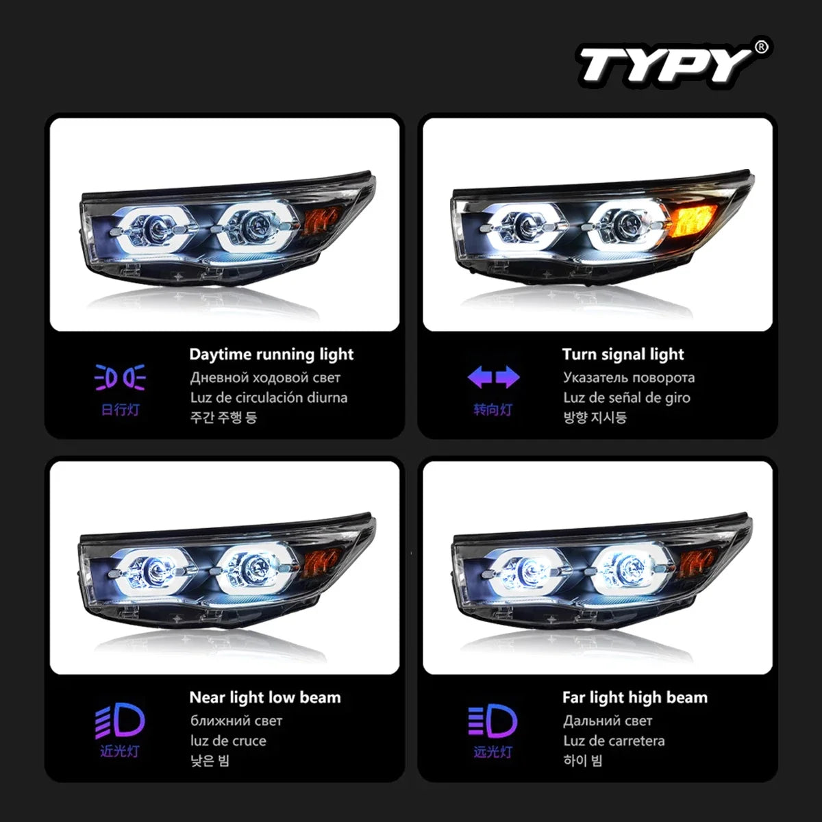For Toyota Highlander 2015-2017 Upgraded Headlights Headlights