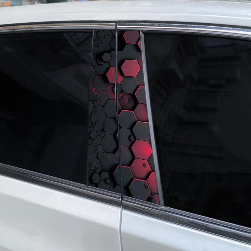 2PCS Honeycomb Image Decal b-pillar Sticker Vinyl Waterproof Door