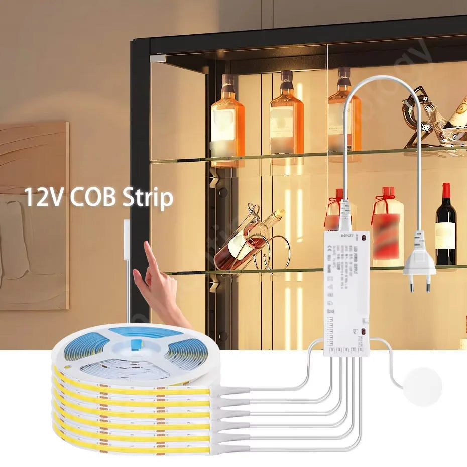 For Kitchen Wardrobe Showcase Closet Decor 12V Cob Strip 320leds