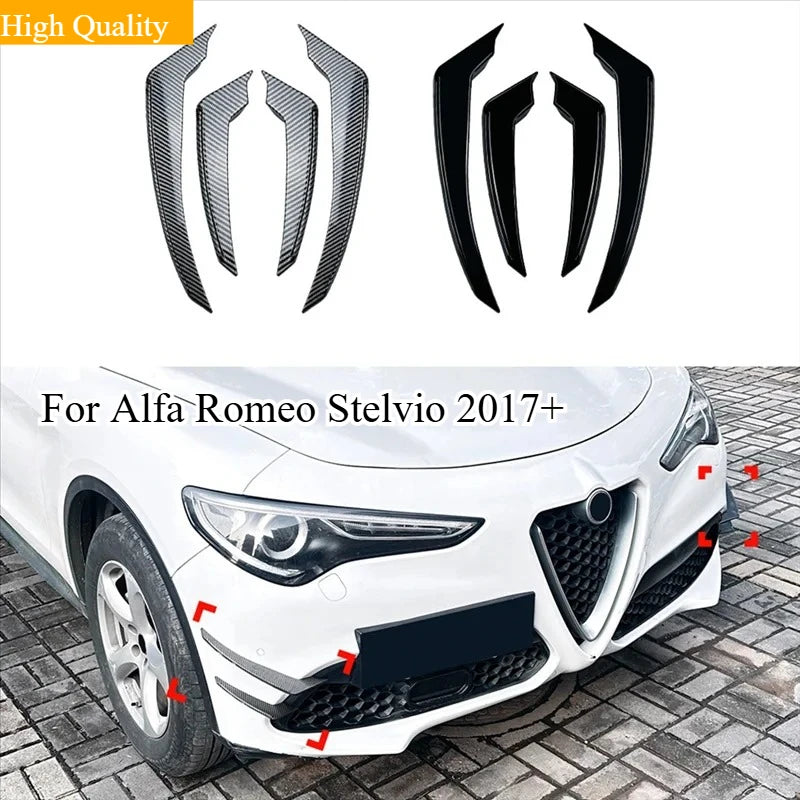 For Alfa Romeo Stelvio 2017+ Glossy Front Bumper Spoiler