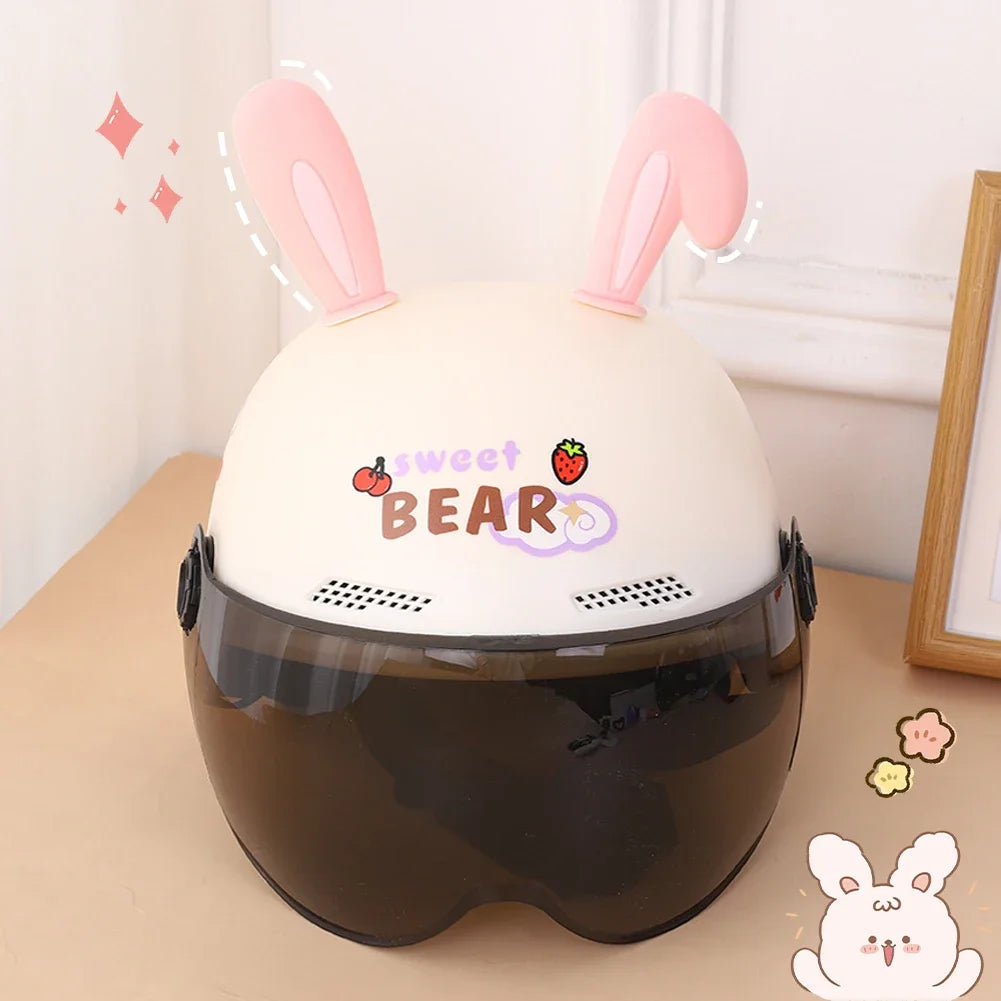 1pair Set Cute Rabbit Ears Motorcycle Helmet Waterproof Motocross