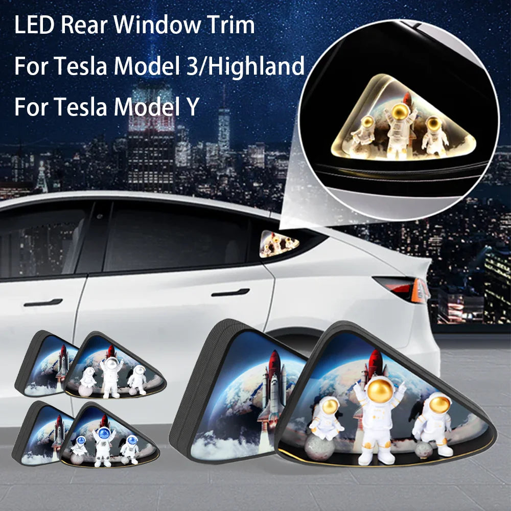 For Tesla Model 3 Y 2017–2024 RGB Rear Window Triangle Ambient