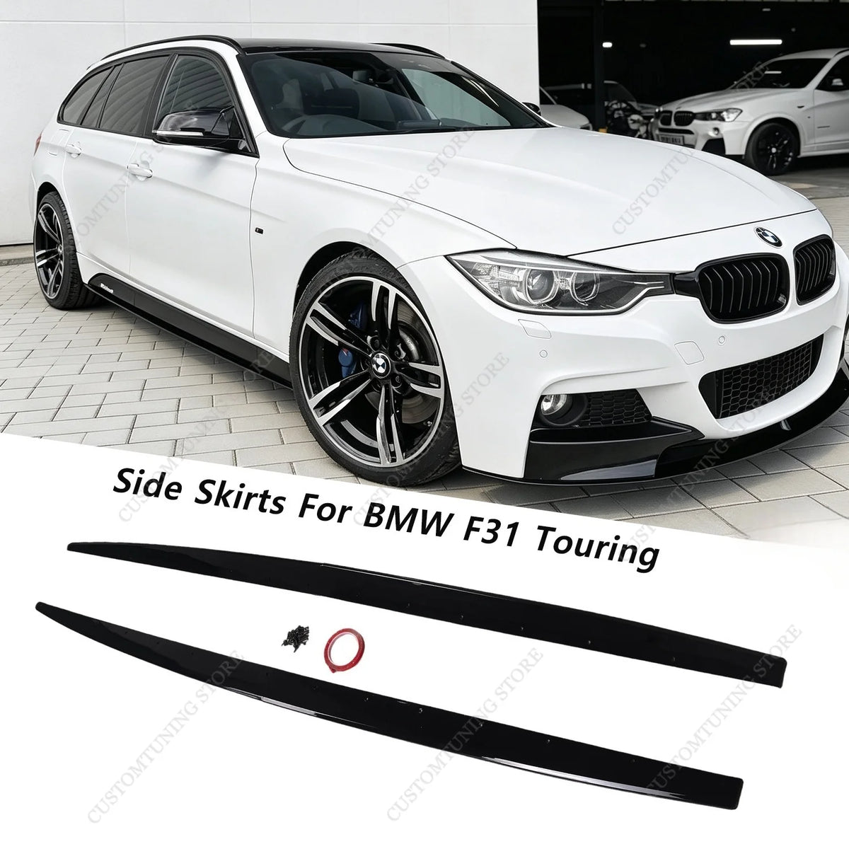For BMW F30 F31 318I 320I Gloss Black Max Side Skirts Extension