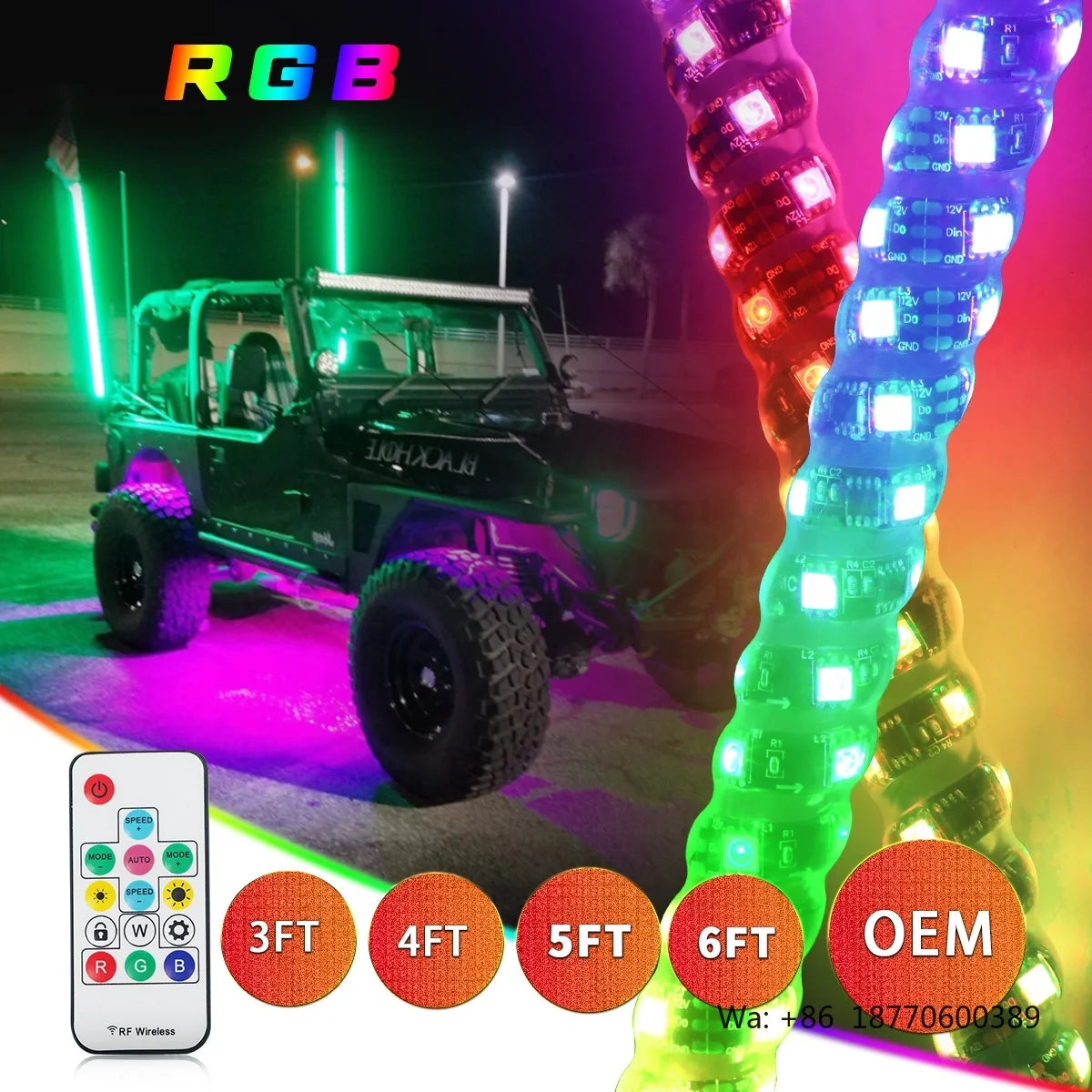 Antennas Truck RGB Chasing Flag Loyolights Antena Whip Flexible