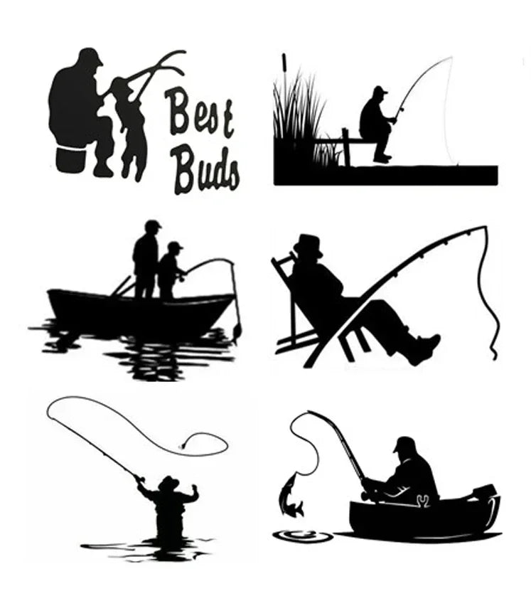 Stickers Man Fishing Vinyl Decals Motorcycle Bumper Body Rear