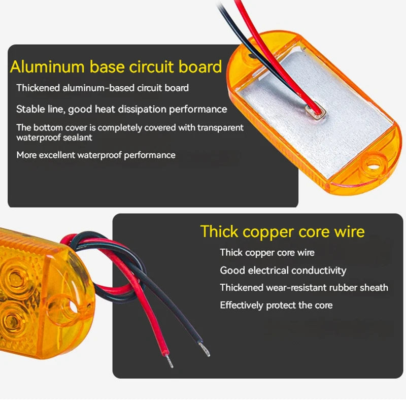 2PCS high-brightness Waterproof Strobe Flash Warning 12-80v Rv