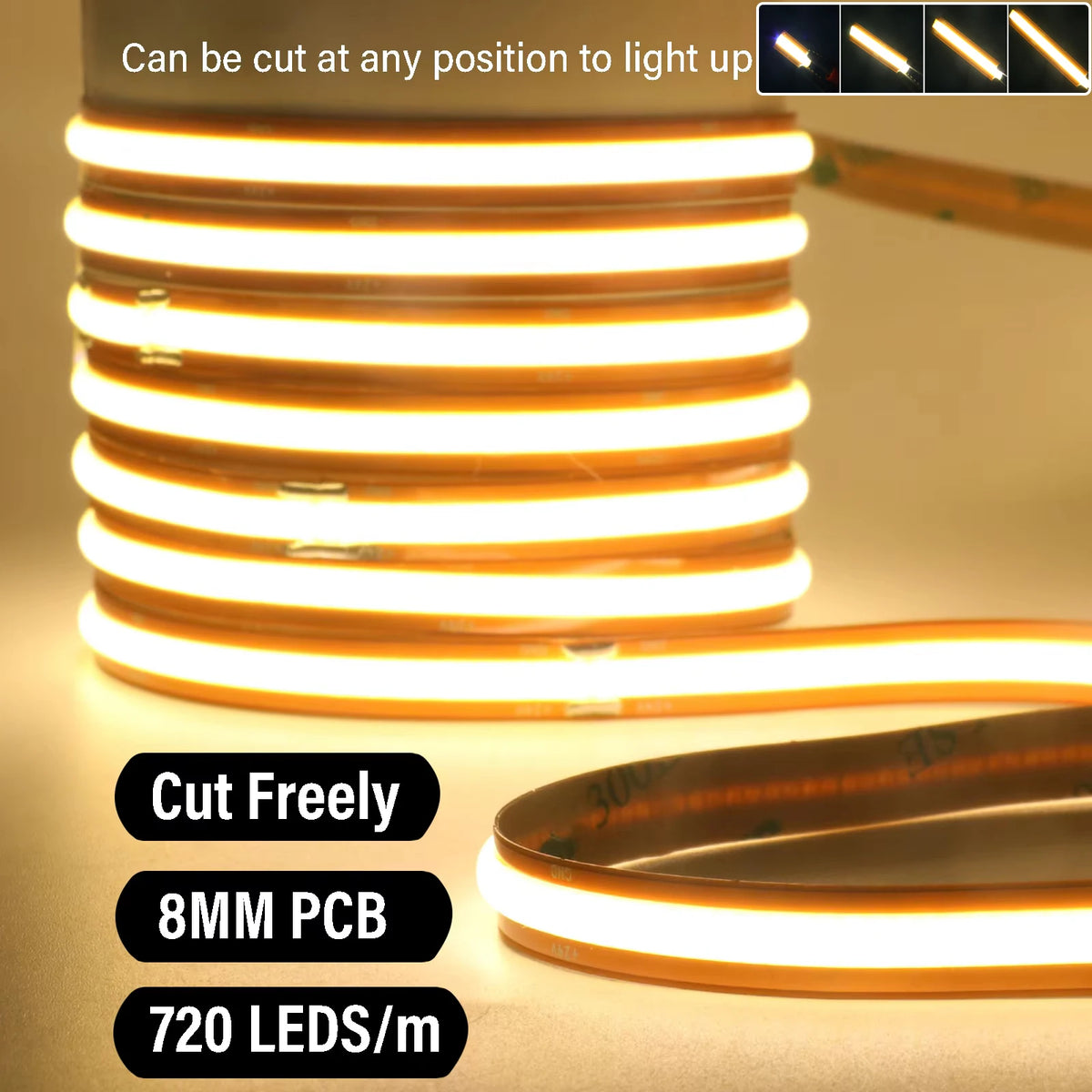 Cut Freely Cob Strip 24V Super Bright 720 Leds
