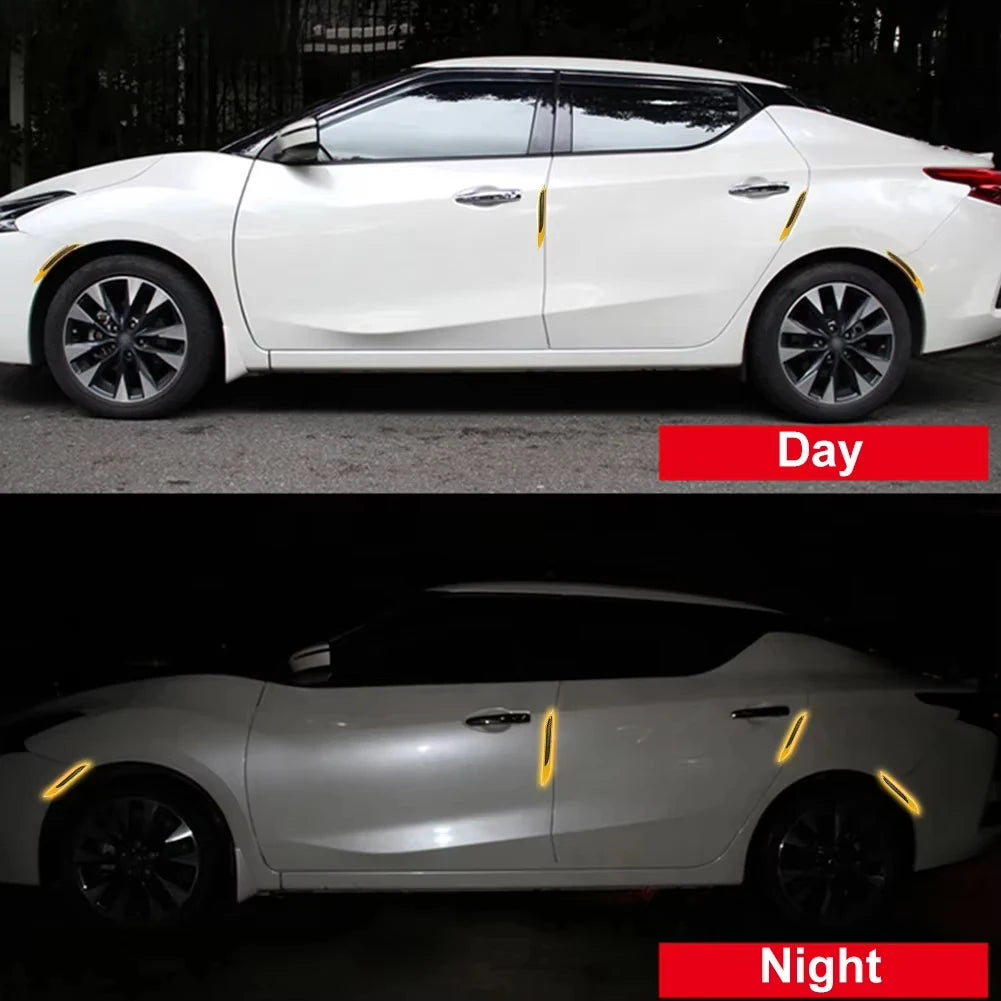 2PCS Carbon Fiber Sticker Bumper Protector Reflective Strips